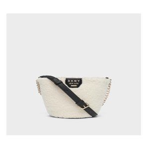 Shane Sherpa Ivory Crossbody Bucket Purse Handbag